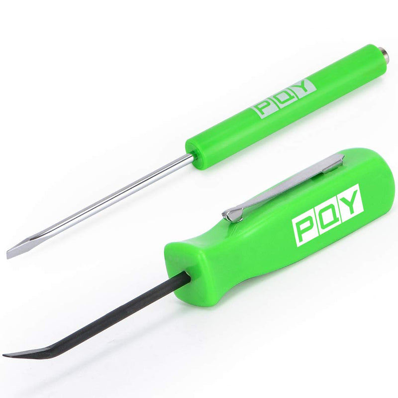 Pocket Magnetic Screwdriver Slotted Head With Magnet Top + Mini Pry Bar Set Green