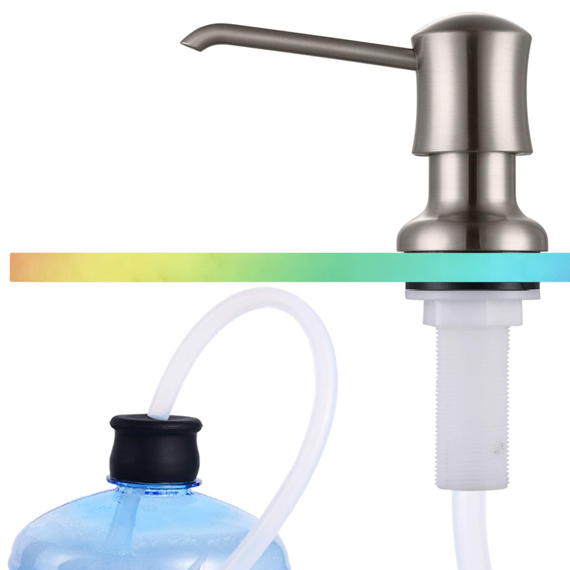 Sink Soap Dispenser for Kitchen Sink Brushed Nickel Upgrade with 40" Silicone Extension Tube Kit, Connect to Your Soap Bottle Directly with Tube Kit