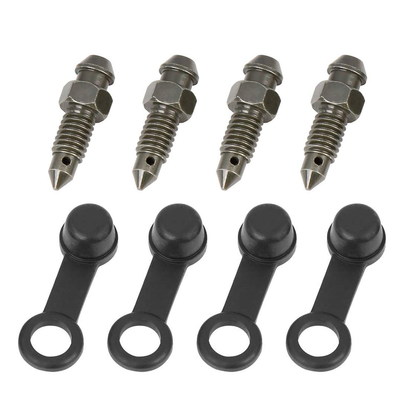 F FIERCE CYCLE 4Pcs M6x1mm Banjo Bolt Bleeder Screw with Cap for Motorcycle Brake Master Cylinder