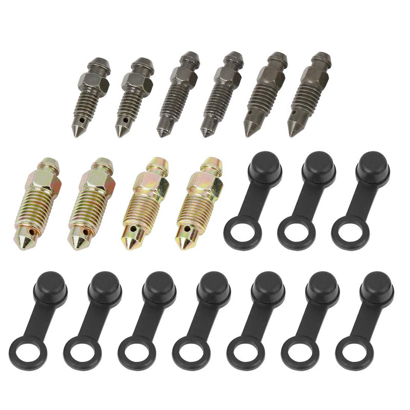 F FIERCE CYCLE 10Pcs M6x1mm M7x1mm M8x1.25mm M10x1mm M10x1.25mm Banjo Bolt Bleeder Screw with Cap for Motorcycle Brake Master Cylinder