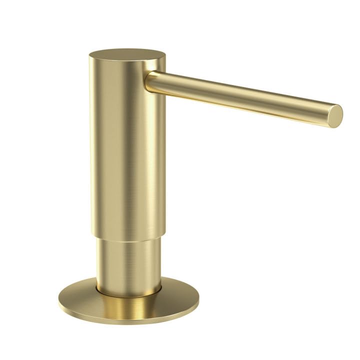 Samodra Sink Soap Dispenser, Metal Pump Head Liquid Lotion Countertop Kitchen Bathroom Soap Dispenser with 12 OZ PET Bottle Brushed Gold