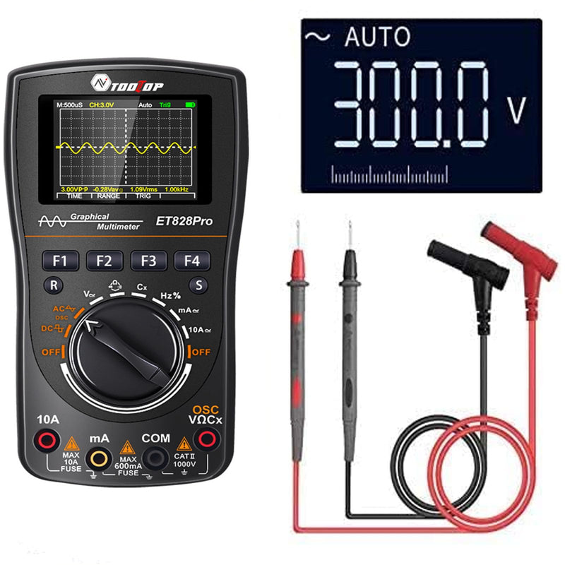 Oscilloscope Multimeter, 2-in-1 Intelligent Digital Scope Meter Multimeter, Professional LED Handheld Oscilloscope Multimeter with 50Msps A/D Automatic Waveform Capture Function Grey