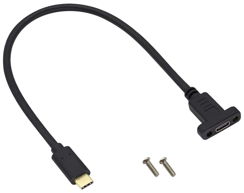 USB Type C 3.1Panel Mount Adapter Cable USB-C 3.1 Gen2 10Gbps Male to USB C Female Panel Mount Screw Cable,Supports Charging,Data,Audio,Video Cable for Laptop,Tablet,Mobile Phone(0.3M/1ft)