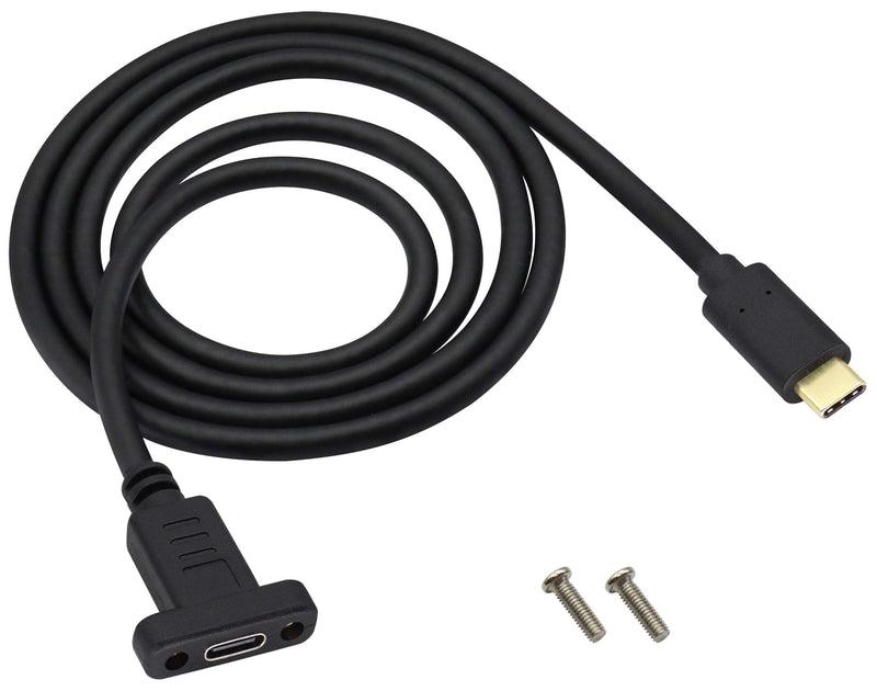 USB 3.1 Type C Panel Mount Extension Adapter Cable Gen 2 USB Type C 3.1 Female Panel Mount to Male Cable,Supports Charging,Data,Audio,Video Cable for Samsung Note10,MacBook Air(1M/3ft) 1M/3ft