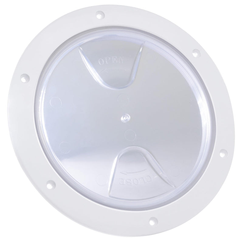 Five Oceans 4" Boat Hatch, Marine Round Inspection Deck Plate Hatch with Detachable Clear Lid, UV-Resistant ABS White Plastic, for Pontoon, Fishing Boat, Bass Boat, Yacht, RVs, Caravan - FO4463 4 Inches