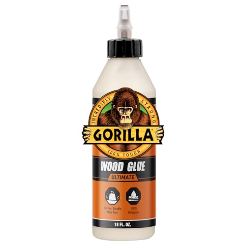 Gorilla Ultimate Waterproof Wood Glue, Natural Color, 18 oz 1 Pack Bottle 18oz