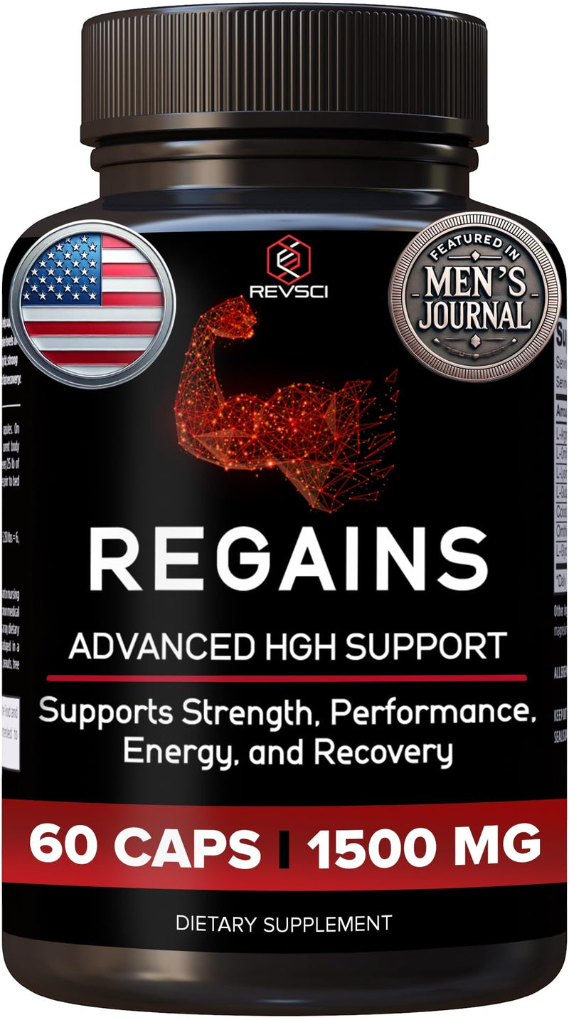 HGH Supplements for Men & Women - Regains Natural Anabolic Muscle Growth Building & Human Growth Hormone for Men, Muscle Builder for Men, Muscle Recovery Post Workout Supplement, 60 Protein Pills 60 Count (Pack of 1)