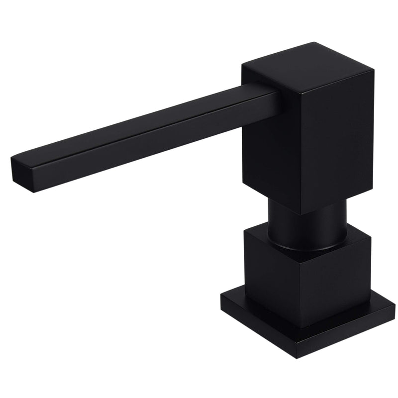 Sink Soap Dispenser for Kitchen Sink (Matte Black), All Brass Built-in and Refill from Top Design,Metal Hand Soap & Dish Soap Copper Pump Matte Black