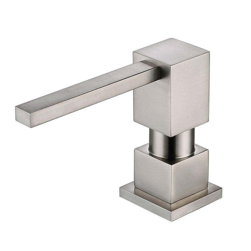 Sink Soap Dispenser for Kitchen Sink Brushed Nickel, All Brass Built-in and Refill from Top Design,Metal Hand Soap & Dish Soap Copper Pump