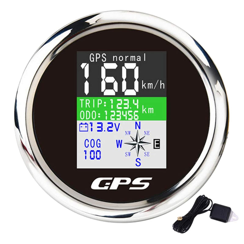 KAOLALI Digital GPS Speedometer Gauge Waterproof (Shipped from USA) COG ODO Trip Voltmeter Auto Gauge Meter 9-32V for Boat Car Truck Motorcycle Black Silver 85MM (3.34‘’)