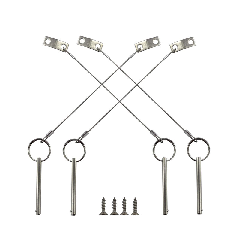 4PIECES of Quick Release Pin 1/4" Diameter, Usable Length 2.4"(61mm), Total Length 3"(76mm) Full 316 Stainless Steel, Bimini Top Pin, Marine Hardware 4PACKS
