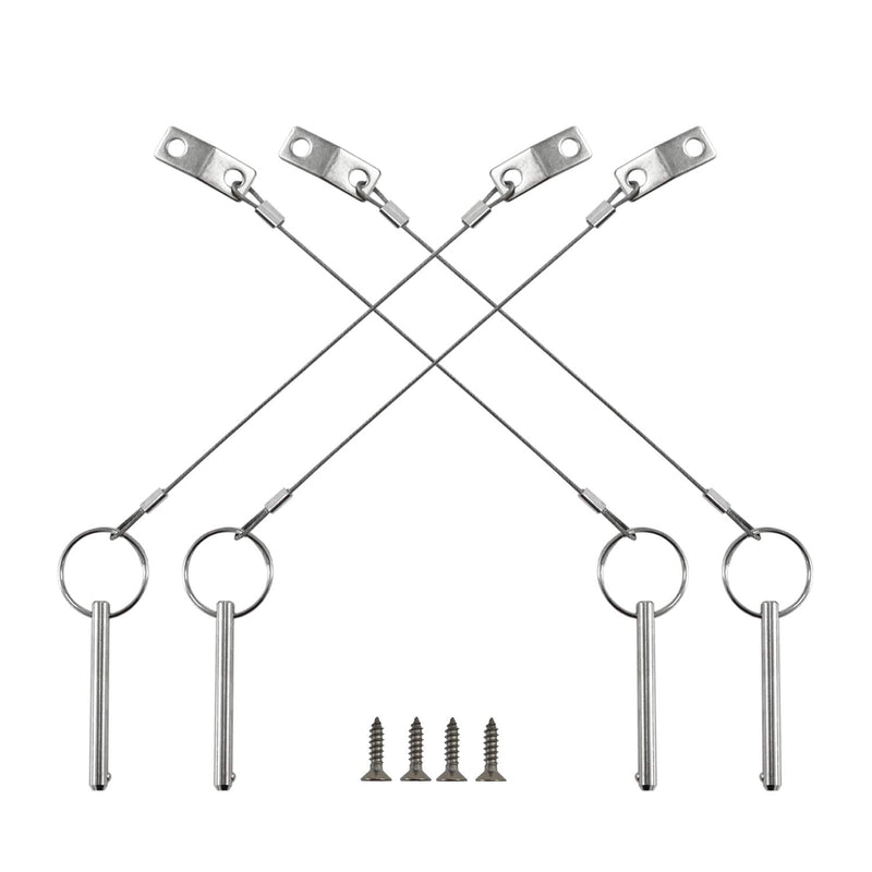 4PIECES of Quick Release Pin 1/4" Diameter, Usable Length 2"(50mm), Total Length 2-1/2"(63mm) Full 316 Stainless Steel, Bimini Top Pin, Marine Hardware