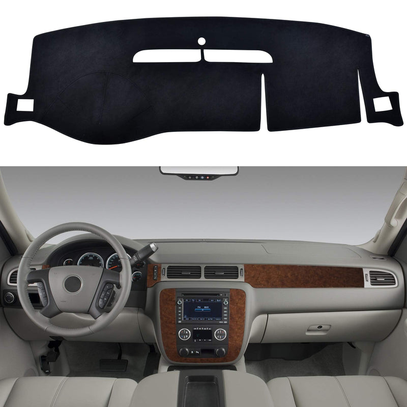 SPEEDWOW Dashboard Dash Board Cover Mat Carpet Compatible with 2007-2014 Chevy Silverado Suburban Tahoe Avalanche GMC Yukon Sierra Fit for 2007-2014 Chevy and GMC Black