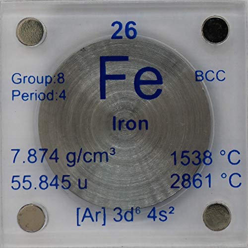 Iron (Fe) 24.26mm Metal Disc with Acrylic Case for Collection or Experiments