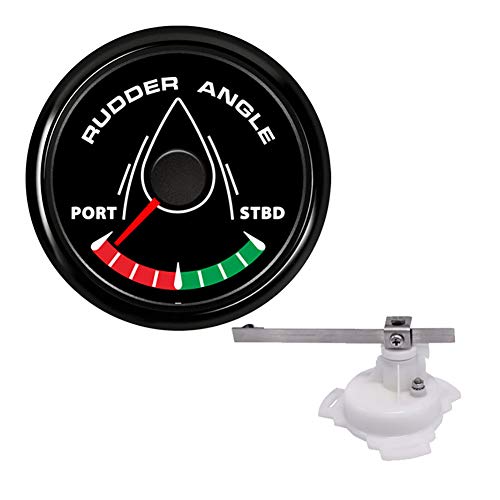 KAOLALI 52mm Rudder Angle Indicator Waterproof Gauge Meter 0-190 ohm with Mating Angle Sensor for Boat Yacht 52mm 9-32V Backlight（Black） Black + Angle Sensor