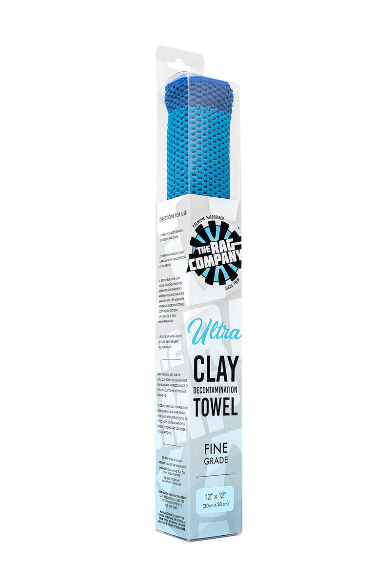 The Rag Company - ULTRA Clay Decontamination Towel - Proven Cleaning & Release of Paint Contaminants; Increase Wax & Sealant Bond; Enhance Paint Gloss & Color; Fine Grade (12x12 inches) 12in. x 12in.