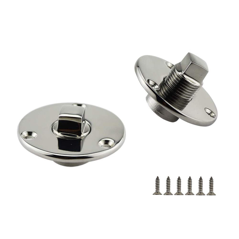 NRC&XRC Pair of Boat Garboard Drain Plug Marine Stainless Steel W/Screws 2pcs