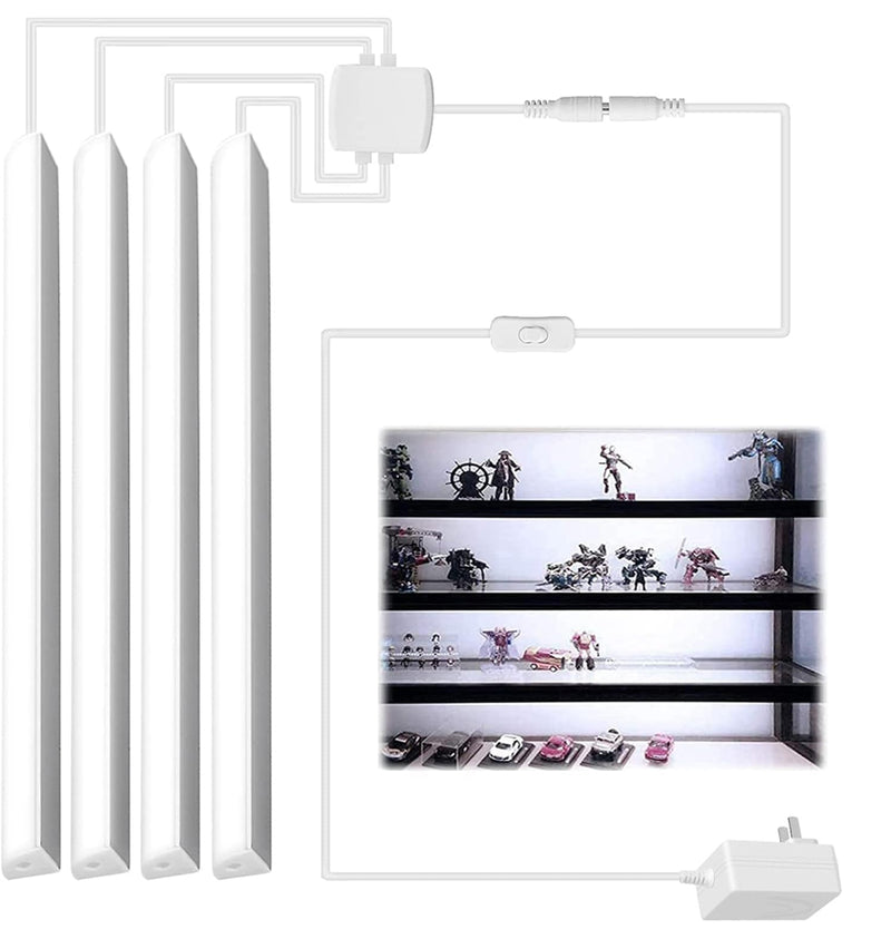 Cabinet Lighting, 4pcs 12" V-Shape Bright LED Light Bars for Under Cabinet, Gun Safe, Locker, Closet, Under Counter, Shelf, Showcase - 1200lm 12W - Pure White (6000K)