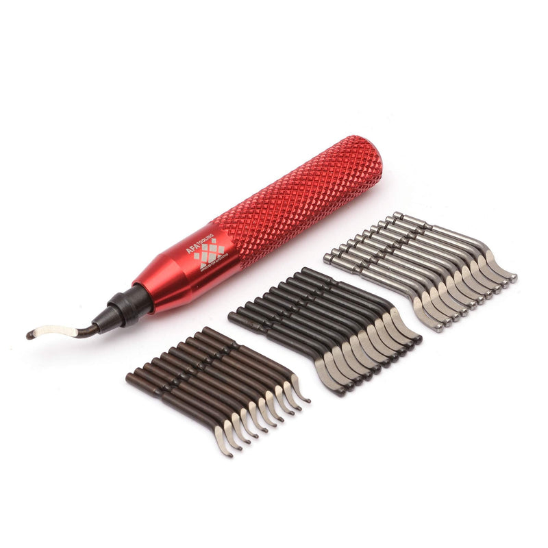 AFA Tooling - Deburring Tool with 30 Extra High Speed Steel Swivel Blades - Works on Metal, Resin, PVC Pipes, Copper, Plastic and 3D Printed Edges - Plumbing & 3D Printing Burr Removal Reamer Tool Tool + 30blades