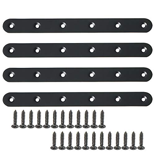 Alise Flat Bracket ,8 Inch Black Mending Plate Flat Brace for Wood Shelves 8 Inch