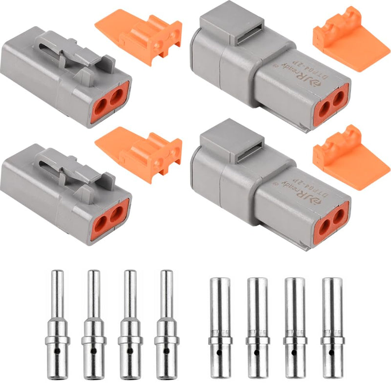 JRready ST6138 DTP Connector Kit 2Pin, DTP 12 Guage 14 Guage Waterproof Connector with Size 12 Solid Contact 12-14 AWG, 2 Sets DTP 2 pin