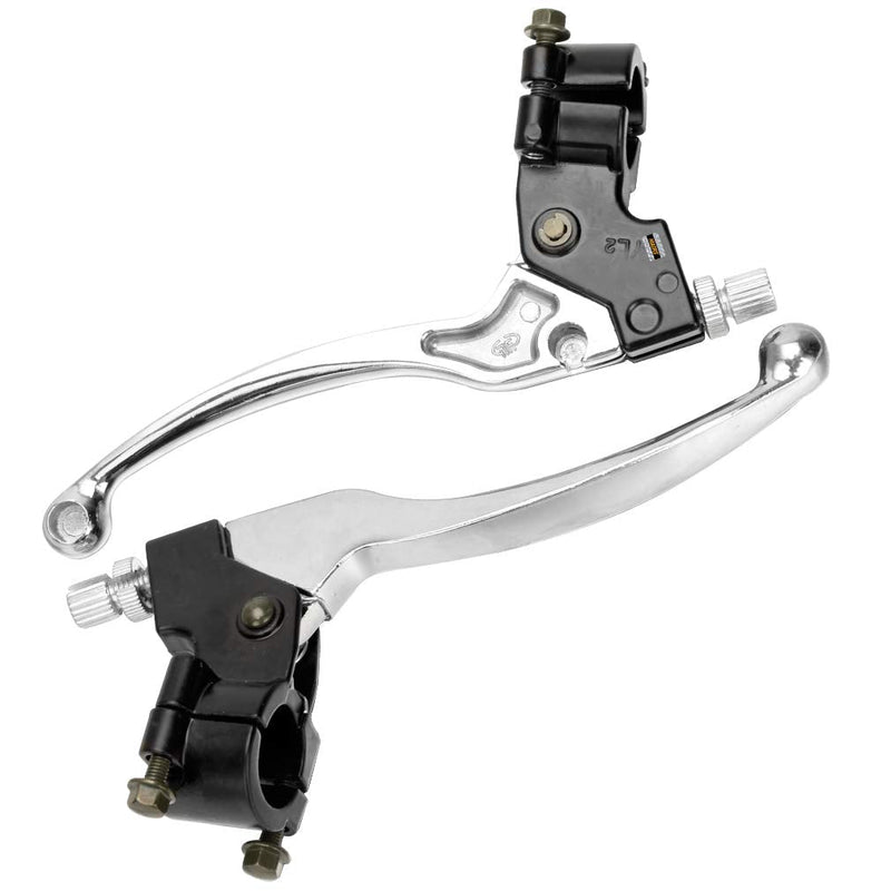 HIAORS Silver Left Right 7/8" 22mm Clutch Brake Handle Levers Perch for XR80 XR100 CRF70 CRF70F CRF80 CRF100 XR200r CRF450R XR100 XR250 Xtreme 125cc Chinese 110cc Pit Dirt Motor Bike Motocross