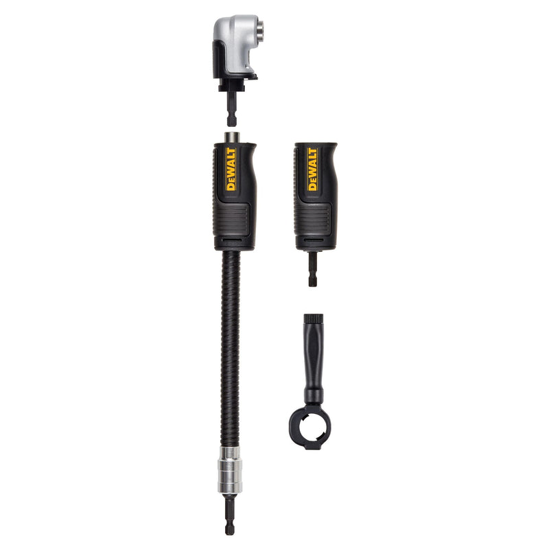 DEWALT Right Angle Drill Attachment, 12 in 90 Degree Drill Adapter, Compact 4-in-1 Modular FLEXTORQ Impact Ready Straight Flexible Shaft (DWAMRASETFT) 12-Inch