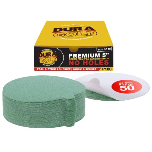 Dura-Gold Premium 5" Green Film PSA Sanding Discs - 100 Grit (Box of 50)