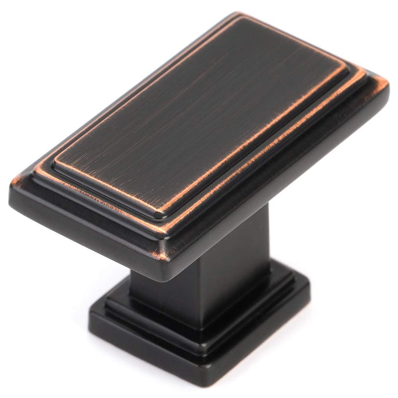 KOOFIZO 10 Pack Oil Rubbed Bronze Cabinet Knobs Rubbed Bronze Drawer Knobs K07 Rectangular Single Hole Cabinet Pulls for Cabinets Drawers Dresser Cupboard Bedroom Closet Bathroom Knob 01 - 10Pcs Classic