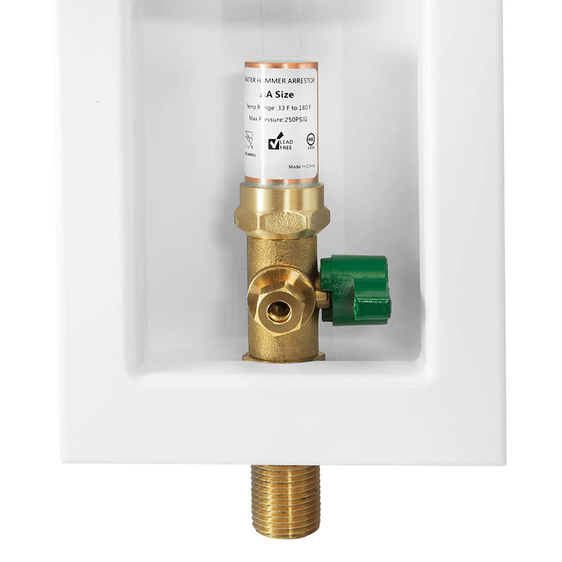 EFIELD Sweat Pre-assembled Ice Maker Outlet Box, 1/2-Inch Sweat with Installed 1/4-Turn Ball Valve with Copper Water Hammer Arrestor,(IM006)