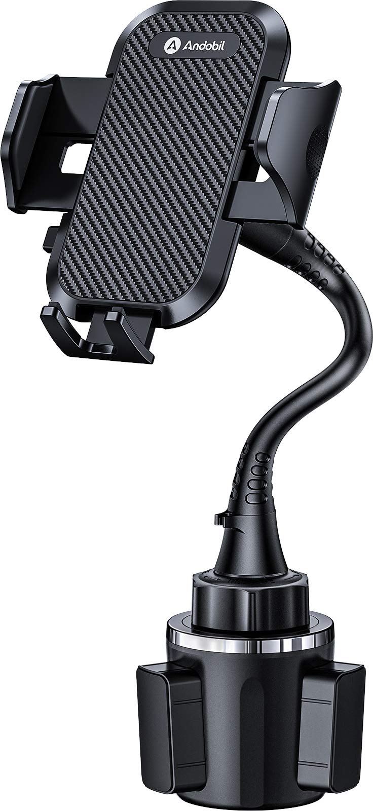 andobil Upgraded 15" Cup Holder Phone Holder, 【Solidest & Adjustable】 Military-Grade Long Gooseneck Cup Phone Holders for Your Car Truck, Car Phone Holder for iPhone 17 Pro Max 16 15 14/Samsung/Pixel Gooseneck-Black