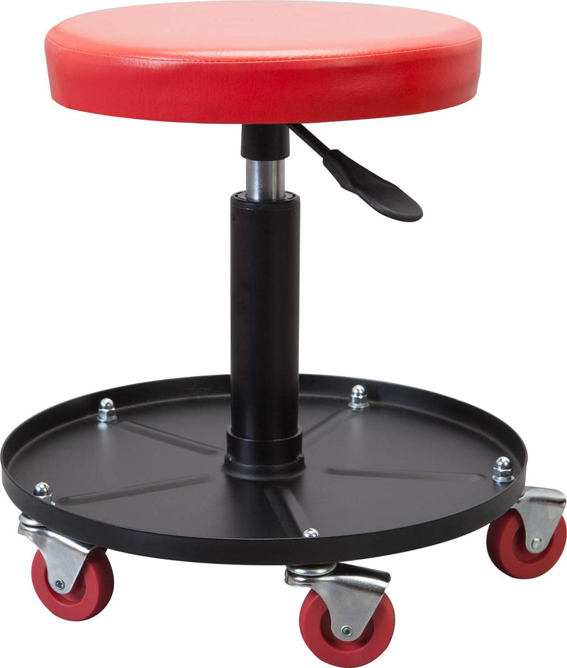 Torin ATRHL6201B Heavy Duty Rolling Pneumatic Creeper Garage/Shop Seat: Padded Adjustable Mechanic Stool with Tool Tray Storage, Red 250 LBS 250LBS Creeper Seat 1