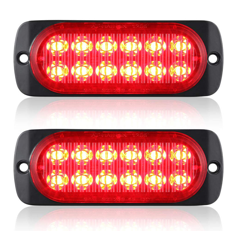 AT-HAIHAN Pack of 2 Aluminum Housing Red LED Trailer Stop Brake Turn Tail Lights, DOT Compliant Waterproof Surface Mount Lighting for Truck Tractor Jeep RV 4.4 INCH