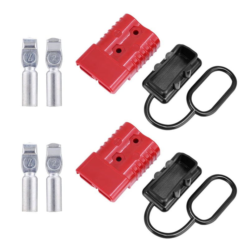 MUYI 2-4 Gauge 175A Battery Cable Quick Connect/Disconnect Wire Harness Plug Connector for Recovery Winch Auto Car Trailer(2pcs Red) 2-4 Gauge(2 pack)