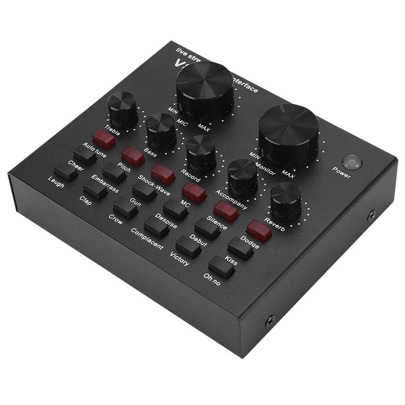 V8 Sound Card, Mini Voice Changer Support Dual Phones Live for Music Recording