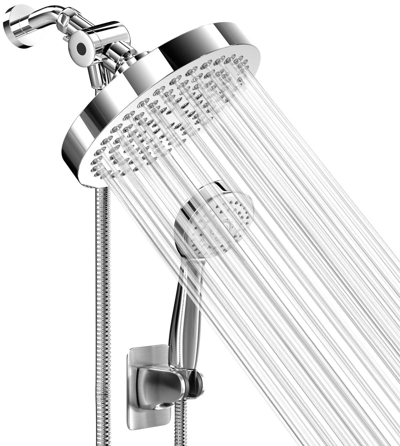 Shower Head With Handheld Combo, 6 Inch High Pressure Rainfall Showerhead With Hand Held 70 Inch Hose for Bath - Adjustable Swivel Shower Head Spray Anti-leak Nozzles - Universal Fit 2.5 GPM Chrome