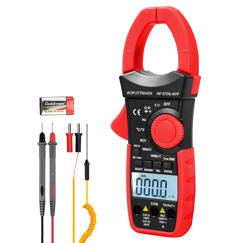 Clamp Meter 6000 Counts Bluetooth Clamp Multimeter 1000A AC/DC Current TRMS Clamp-on Ammeter Auto-ranging Measure Volt Amp Ohm Continuity Diode NCV-AP-570S-APP