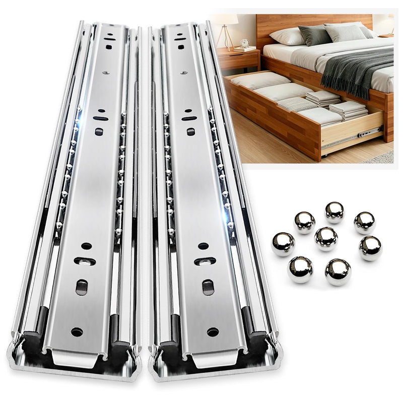 YENUO Heavy Duty Drawer Slides Full Extension Ball Bearing 18 Inch 150 Lb | Side Mount Tool Box Cabinet Drawer Slide Glides Industrial Rails Runner 12 14 16 18 20 22 24 26 28 30 32 34 36 40 Inch 1Pair Without Lock