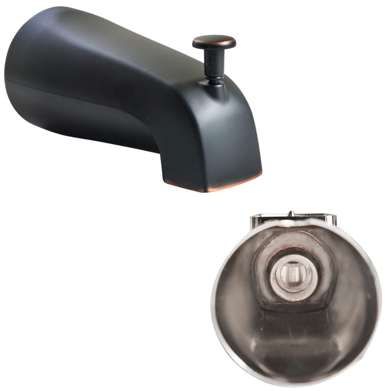 SENTO Oil Bronze Universal Bathroom Tub Spout with Diverter, Durable Heavy Duty Metal Bathtub Faucet with Shower Diverter - 4 Inches 1/2" IPS Inside Thread, Oil-Rubbed Bronze Oil Rubbed Bronze