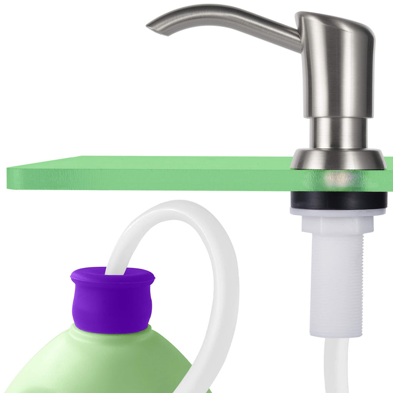 GAGALIFE Built in Counter Soap Dispenser (Brushed Nickel) for Kitchen Sink and Extension Tube Kit, Anti-Leakage Upgrade with 40" Tube No More Top Refill Brushed Nickel
