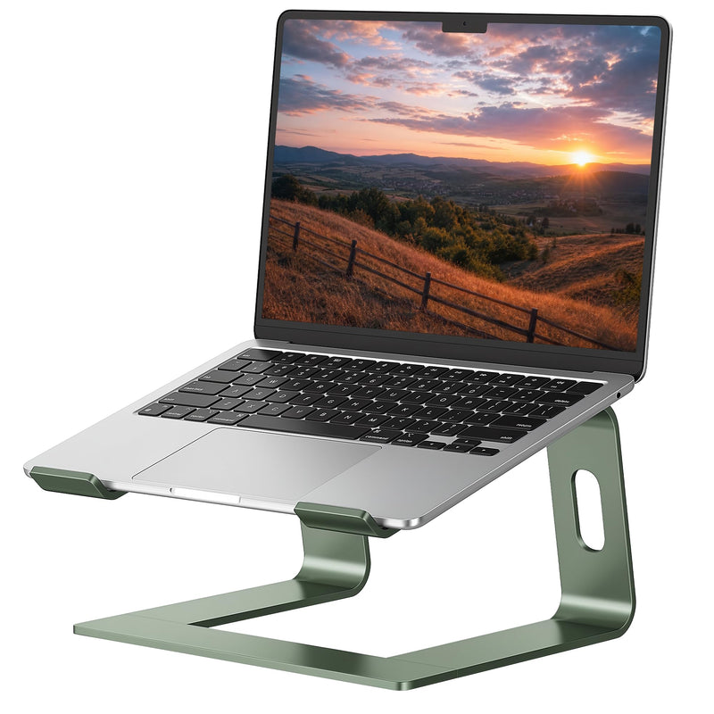 SOUNDANCE Laptop Stand, Aluminum Computer Riser, Ergonomic Laptops Elevator for Desk, Metal Holder Compatible with 10 to 15.6 Inches Notebook Computer, Green F-Green For 10 to 15.6 Inches Laptop