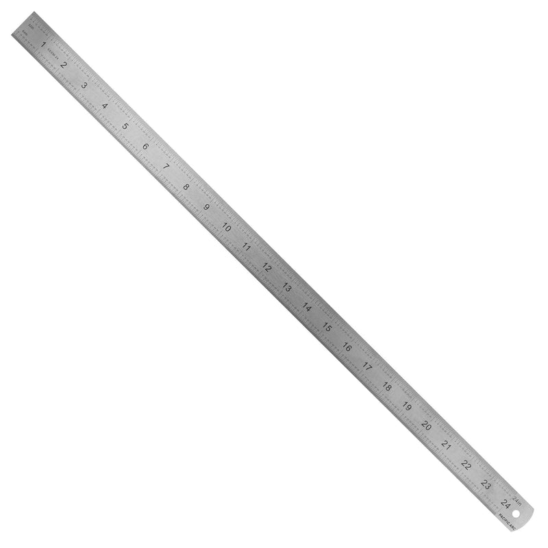Pacific Arc Stainless Steel Ruler Inch and Metric, with 32nd and 64th Graduations, 24 Inches 24 In