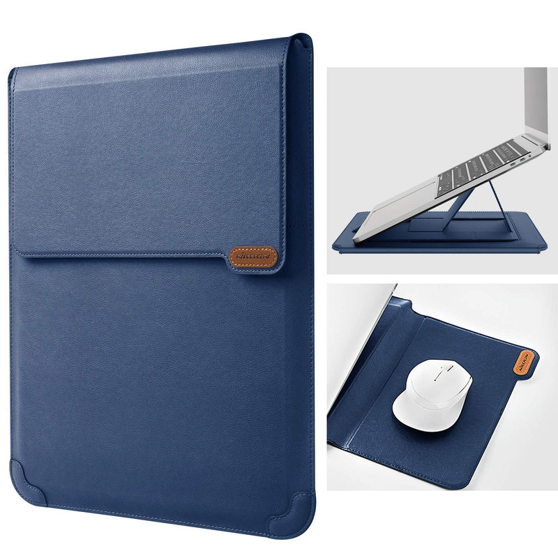 Nillkin Laptop Sleeve 15.6 inch,MacBook Air Sleeve Case with Laptop Stand and Mouse Pad,2 Stand Modes,Slim Protective Cover for MacBook Air M4,Air 15,Samsung/HP/Dell/Asus 15-16 Inch Notebook,Blue Blue