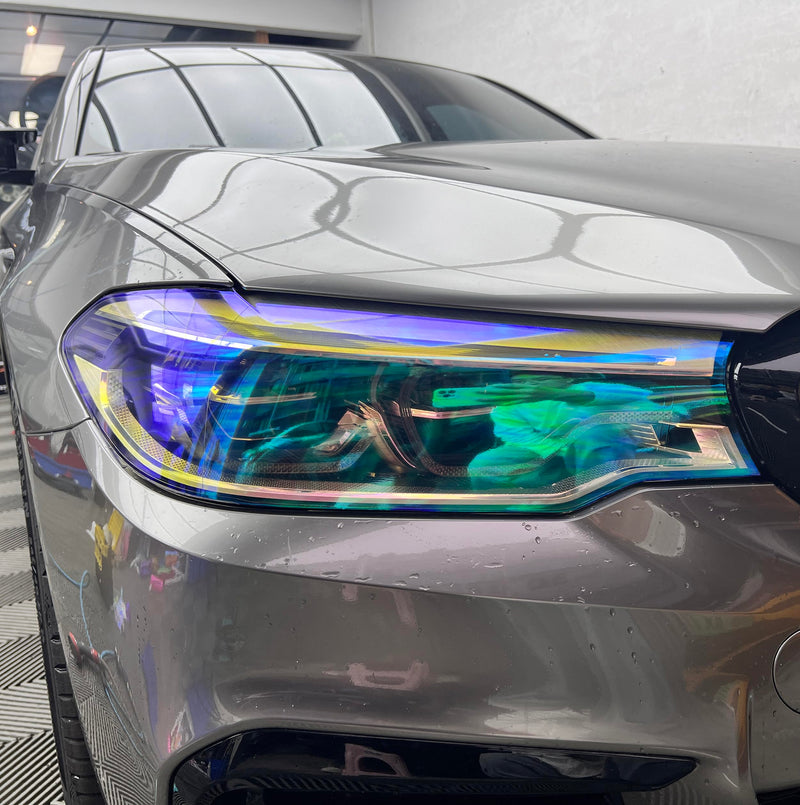 LZLRUN 12 by 48 inches Self Adhesive Auto Car Tint Chrome Chameleon Headlight Taillight Fog Light Vinyl Smoke Film Sheet Sticker Cover (Chameleon Transparent) Chameleon Transparent