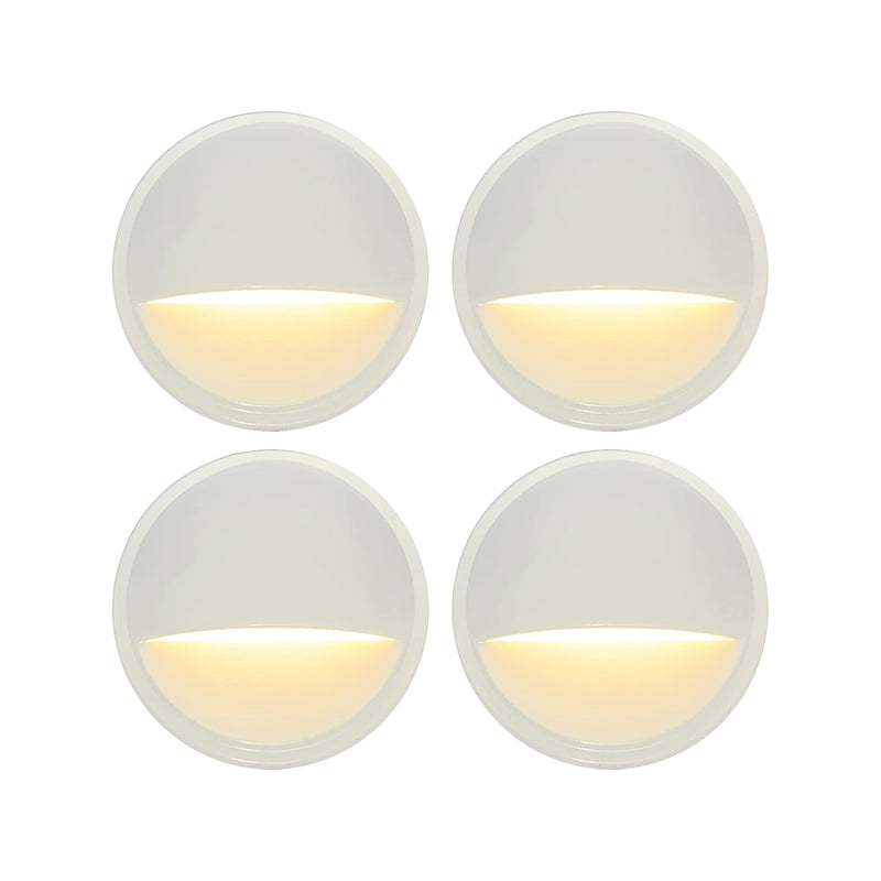 GKOLED Low Voltage LED Deck Light, Landscape Step Stair Railing Lights with 2W Integrated LED Chips, Die-cast Aluminum 12V AC/DC Accent Lighting Fixtures with White Powder Coated Finish, Pack of 4 2700K-4 Pack