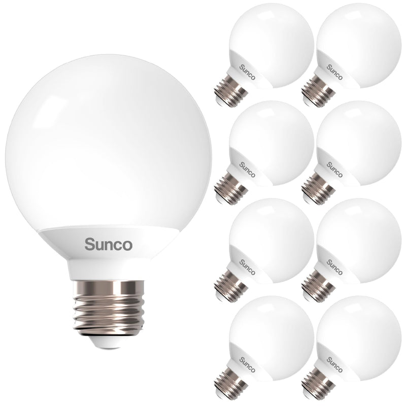 Sunco 8 Pack G25 LED Light Bulbs Globe Bathroom Light Bulb, 450 LM, 4000K Cool White, 6W (40W Equivalent), Dimmable, Mirror Vanity Decorative Bulb, E26 Base, UL 8 Count (Pack of 1)