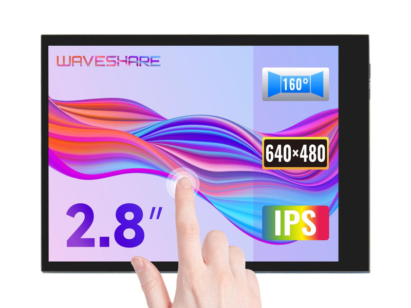 Waveshare 2.8inch Screen LCD Compatible with Raspberry Pi 4B/3B+/3B/2B/B+/A+/Zero/Zero W/WH/Zero 2W 480×640 Resolution DPI IPS 5-Points Capacitive Touch Control Optical Bonding Toughened Glass Cover