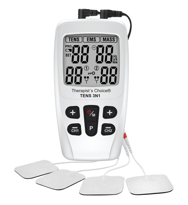 Therapist’s Choice® TENS3N1 Dual Channel, Digital Combo with TENS, EMS and Massage with Accessories, White