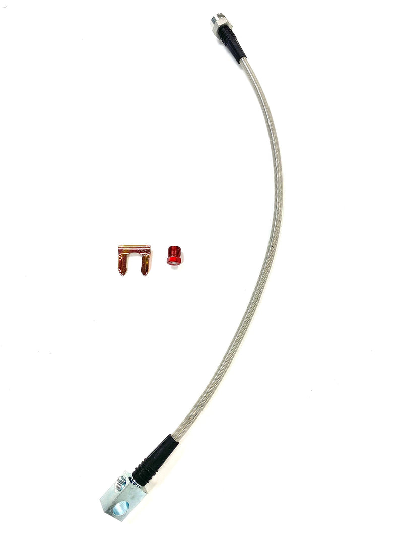 The Stop Shop Universal Rear Braided Stainless Brake Hose, 21" Long with mouting block, Made in USA 21 Inches