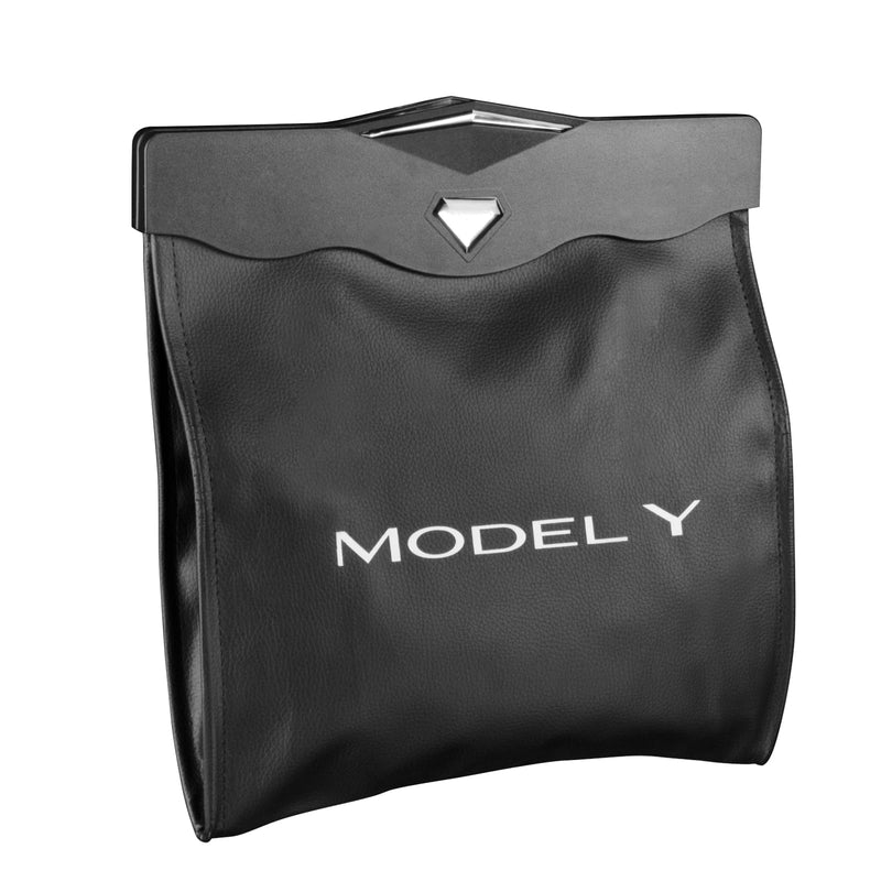 Motrobe Tesla Model Y Juniper Trash Can 2020-2026 Garbage Bag Garbage Bin [Strong Magnetic Buckle] Waterproof with LED Light Faux Leather Model Y Interior Accessories 2.5 Gallons